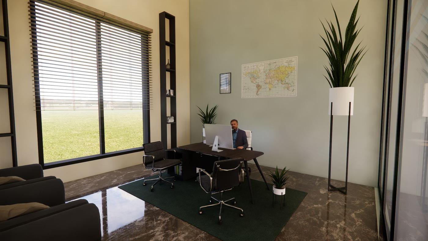 Manager's office with a large window