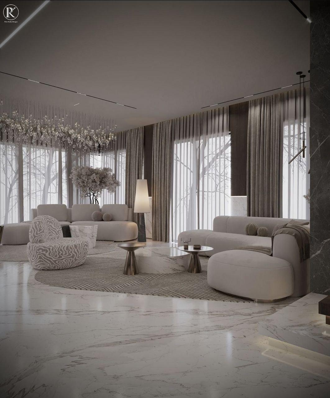 Family lounge with grouped sofas
